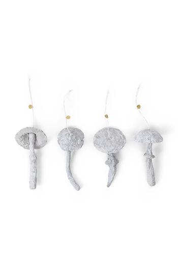 Sada svátečních dekorací ferm LIVING Mushroom Ornaments 4-pack