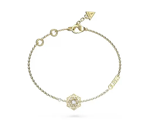 Guess Stylový pozlacený náramek s květinou La Fleur JUBB04557JWYG 21 cm