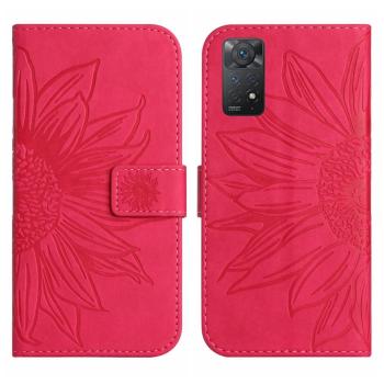 ART SUNFLOWER Peňaženkový obal so šnúrkou pre Xiaomi Redmi Note 11 / Note 11S tmavoružový