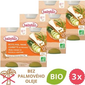 BABYBIO Hrášok, paštrnák, cuketa a teľacie mäso 3× (2× 200 g) (BABY11802s)