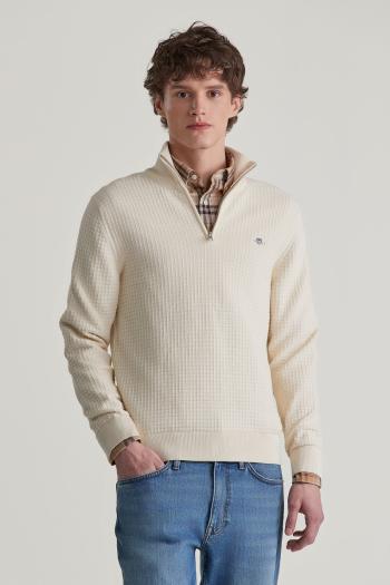 SVETR GANT COTTON TEXTURED HALF ZIP CREAM