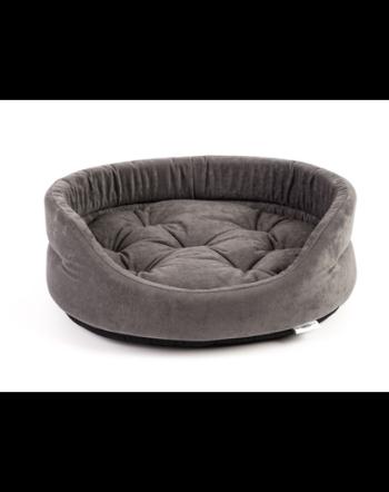 FERA Pat oval cu perna pentru caini, gri, Marime XL: 75x62x22 cm