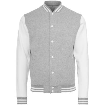 Build Your Brand Pánská baseballová mikina College - Šedý melír / bílá | 5XL