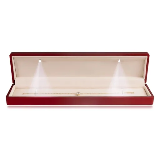 Dárková krabička LED na náramek - matná červená barva, podlouhlý tvar