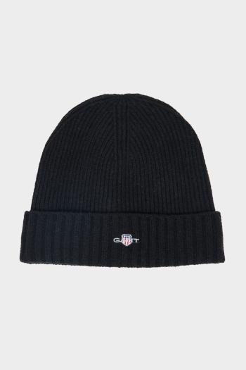 ČEPICE GANT UNISEX. SHIELD WOOL BEANIE BLACK