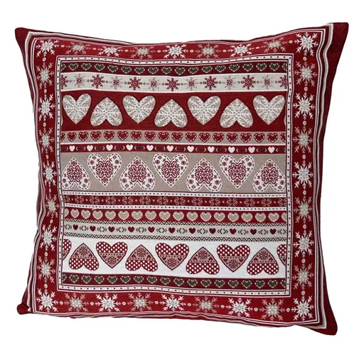 Polášek Povlak na polštářek se zimními motivy - Vánoční srdce | 40 x 40 cm