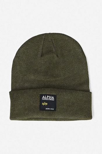 Čepice Alpha Industries Label Beanie zelená barva, 118934.369-green