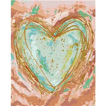 Zelené srdce na růžovém pozadí (Haley Bush), 80×100 cm, vypnuté plátno na rám (5019033)