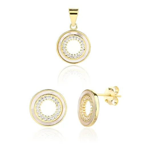 JVD Pozlacená sada šperků s perletí SVLS0129SJ6GO00 (přívěsek, náušnice)