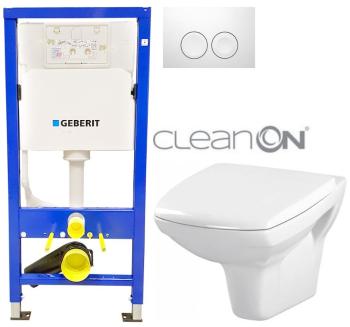 Geberit Duofix tlačítko DELTA21 bílé WC CERSANIT CARINA CLEANON + SEDÁTKO 458.103.00.1 21BI CA1