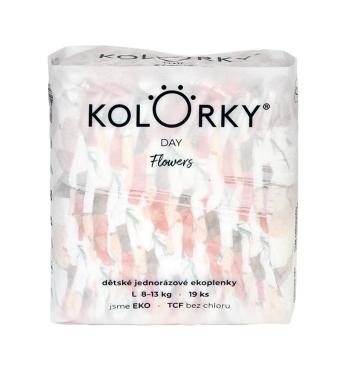 KOLORKY DAY Jednorázové eko plenky vel. L 8-13 kg 19 ks květy