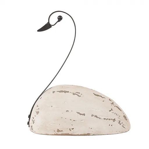 Bílá antik dřevěná dekorace Labuť Swan Rustic M - 17*8*19 cm Clayre & Eef