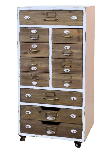 Dřevěno-kovová komoda se šuplíčky Old French - 43*33*87cm Chic Antique