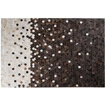 Kožený patchworkový koberec 140 x 200 cm hnědočerný EYIM, 200551 (beliani_200551)