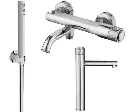 MEXEN/S Diamond R70 Set umyvadlové a vanové baterie s příslušenstvím, chrom 71513R70-00