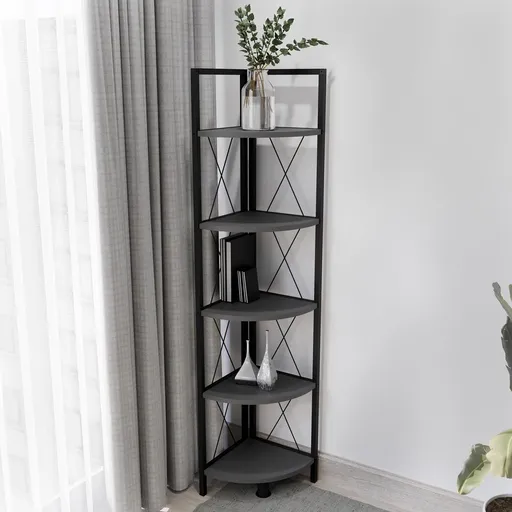 VCM Rohový regál Insasi 5, antracit