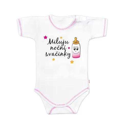 Baby Nellys Body kr. rukáv - Miluju noční svačinky, vel. 74, holka