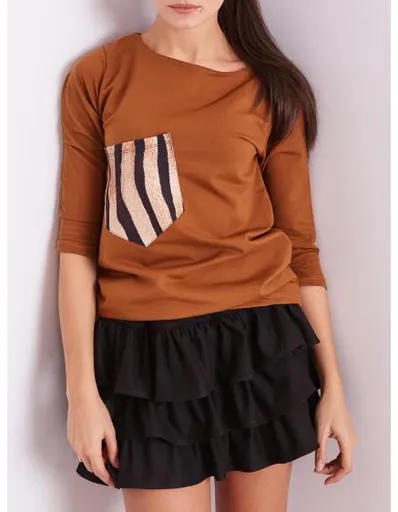 Dámská halenka s kapsou POCKA hnědá