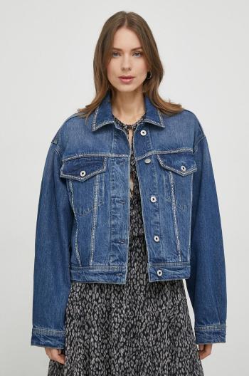 Džínová bunda Pepe Jeans TURNER SPARKLE dámská, tmavomodrá barva, přechodná, oversize, PL402328