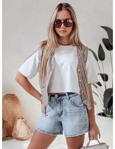 Dámské džínové kraťasy s páskem HELLO JEAN modré