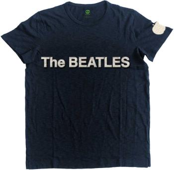 The Beatles Tričko Logo & Apple App Slub Unisex Navy Blue XL