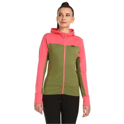 KILPI WOLIE Dámský vlněný svetr s kapucí, khaki, velikost