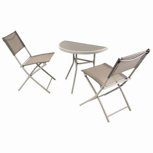 Jumi Balkonový set kovový 2+1 s půlkulatým stolkem Dora béžový