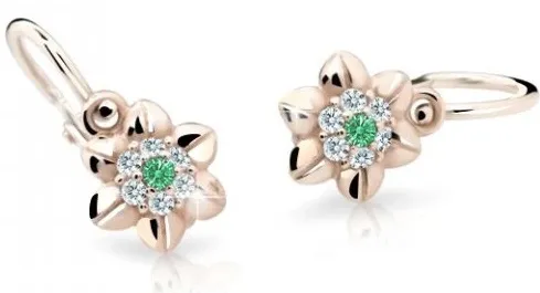 Cutie Jewellery Roztomilé dětské náušnice z růžového zlata C2202-10-X-4 zelená