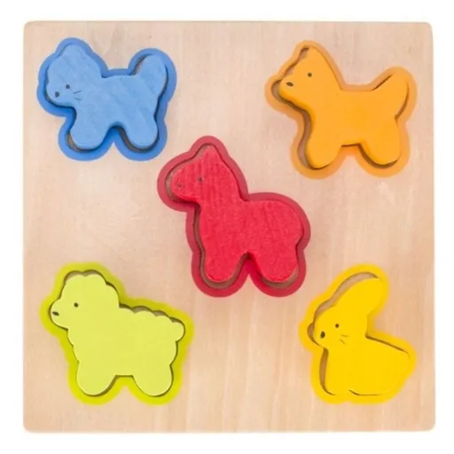 Goki Dřevěná edukační vkládačka - Zvířátka, 5 ks