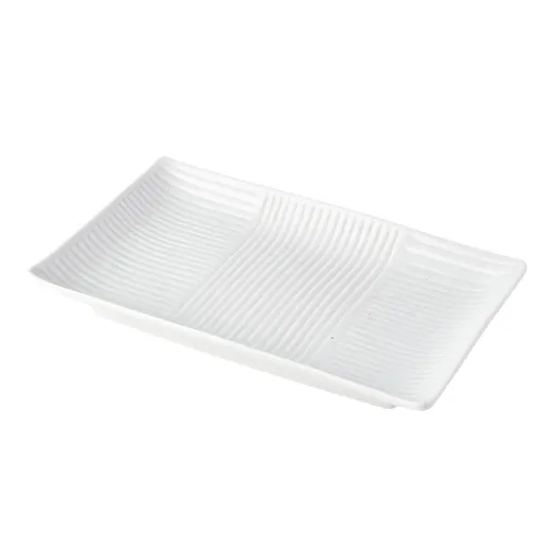 Servírovací talíř LINES WHITE 21 x 13 cm, bílá, keramika, MIJ