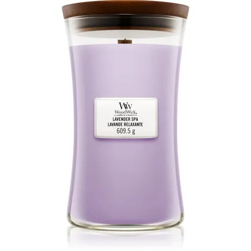 Woodwick Lavender Spa vonná svíčka s dřevěným knotem 609.5 g