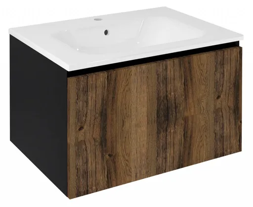 Sapho LOREA umyvadlová skříňka 70x44x51,2cm, 1x zásuvka, dub collingwood/černá mat