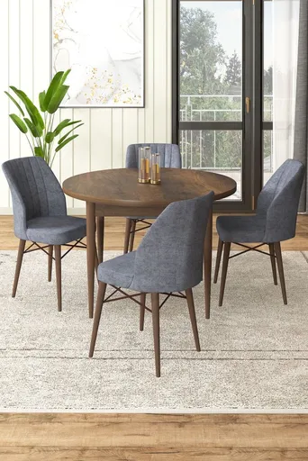 Dining Table & Chairs Set (5 Pieces) Rox - Baroque, Fume