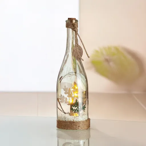 Gilde LED dekorace Vzkaz v láhvi - Zelený strom