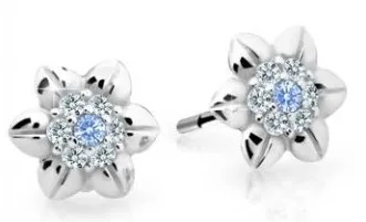 Cutie Jewellery Krásné dětské náušnice z bílého zlata C2202-30-X-2 světle modrá