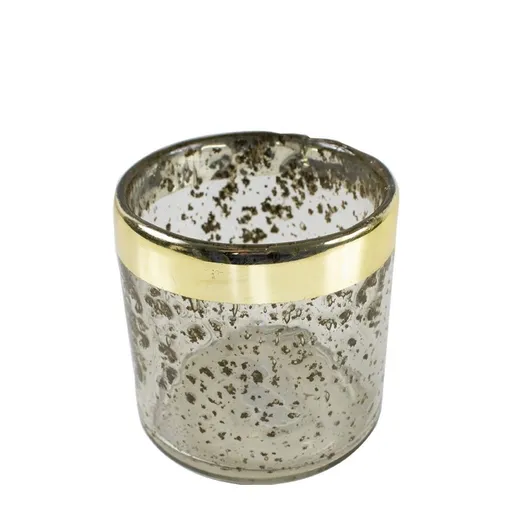 Ručně foukaný skleněný svícen se zlatým lemem - Ø 7,5*7,5cm Mars & More