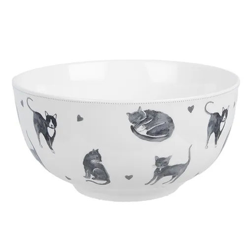 Bílo-šedá porcelánová miska Cats and Kittens – Ø14*7 cm / 500 ml CAKYBO
