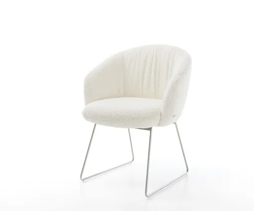 Jídelní židle Caja-Flex tenká podnož nerezová ocel bouclé bílá
