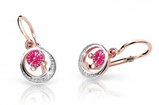 Cutie Jewellery Dětské náušnice z růžového zlata C1997-10-X-4 fuchsiová