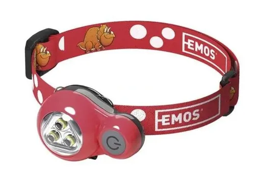 EMOS Dětská LED čelovka dino 12lm, 12m, červená P3540/CERVENA