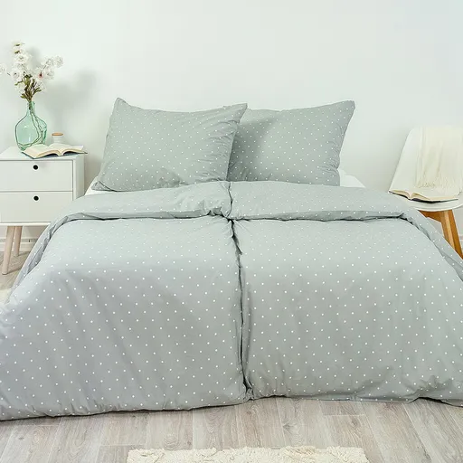 Stanex Krepové povlečení Šedý puntík, 140 x 220 cm, 70 x 90 cm