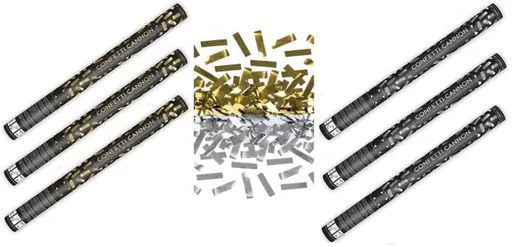 Konfety 60 cm ZLATÉ metalické 3ks, STŘÍBRNÉ metalické 3 ks - PARTYKONF