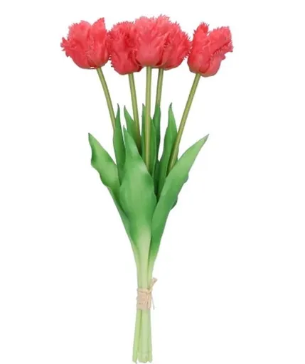 Kytice 5ks tmavě růžových realistických tulipánů Tulips Papagayo - 39 cm 613630