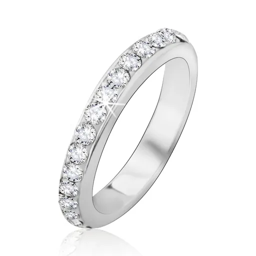 Stříbrný prsten 925 se zasazenými čirými kamínky - Velikost: 50