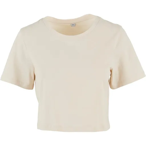 Build Your Brand Dámské crop top tričko s krátkým rukávem - Světle písková | XL