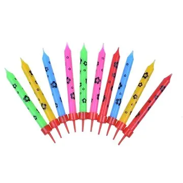 Narozeninové svíčky - květy - 10ks - 11,5 cm (5907667244073)