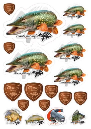 Giants Fishing Mix nálepek Štika 19ks,Giants Fishing Mix nálepek Štika 19ks