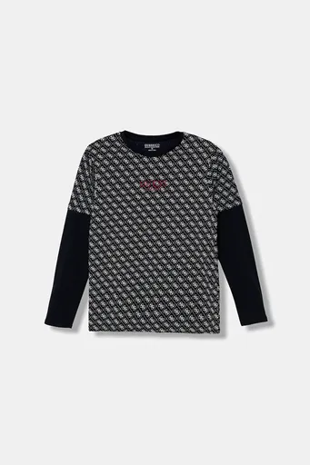 Dětské bavlněné tričko s dlouhým rukávem Guess