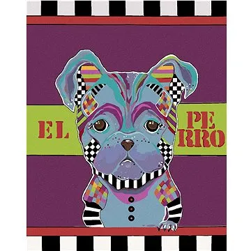 Malý pes na fialovém pozadí (Jonna James), 80×100 cm, vypnuté plátno na rám (6020883)