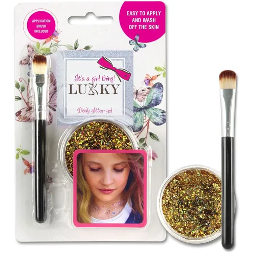 LUKKY třpytivý tělový gel se štětcem, zlatý